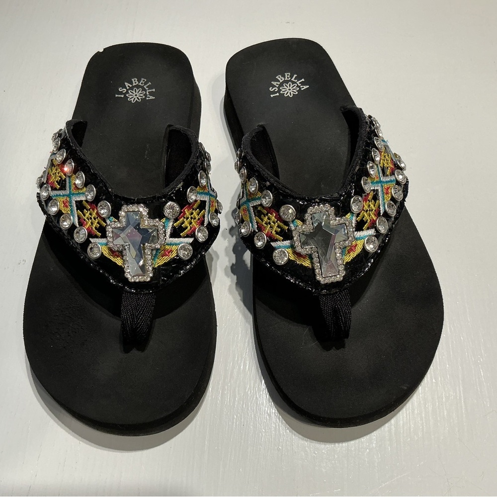 Abella Black Sandals with Colorful Beads